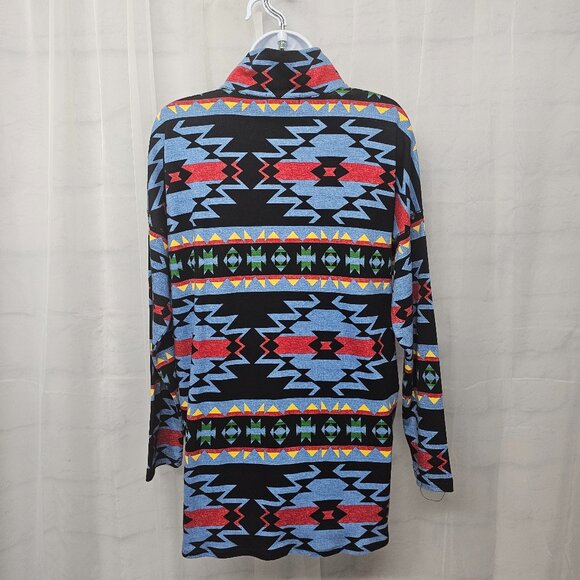 Chaps Southwestern Top Zip Turtleneck Preppy Gorp Aztec Blue Unisex L - Picture 6 of 11